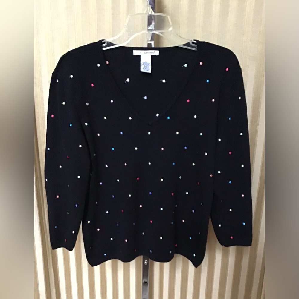 A. Giannetti Retro Polka Dot Cotton Sweater
